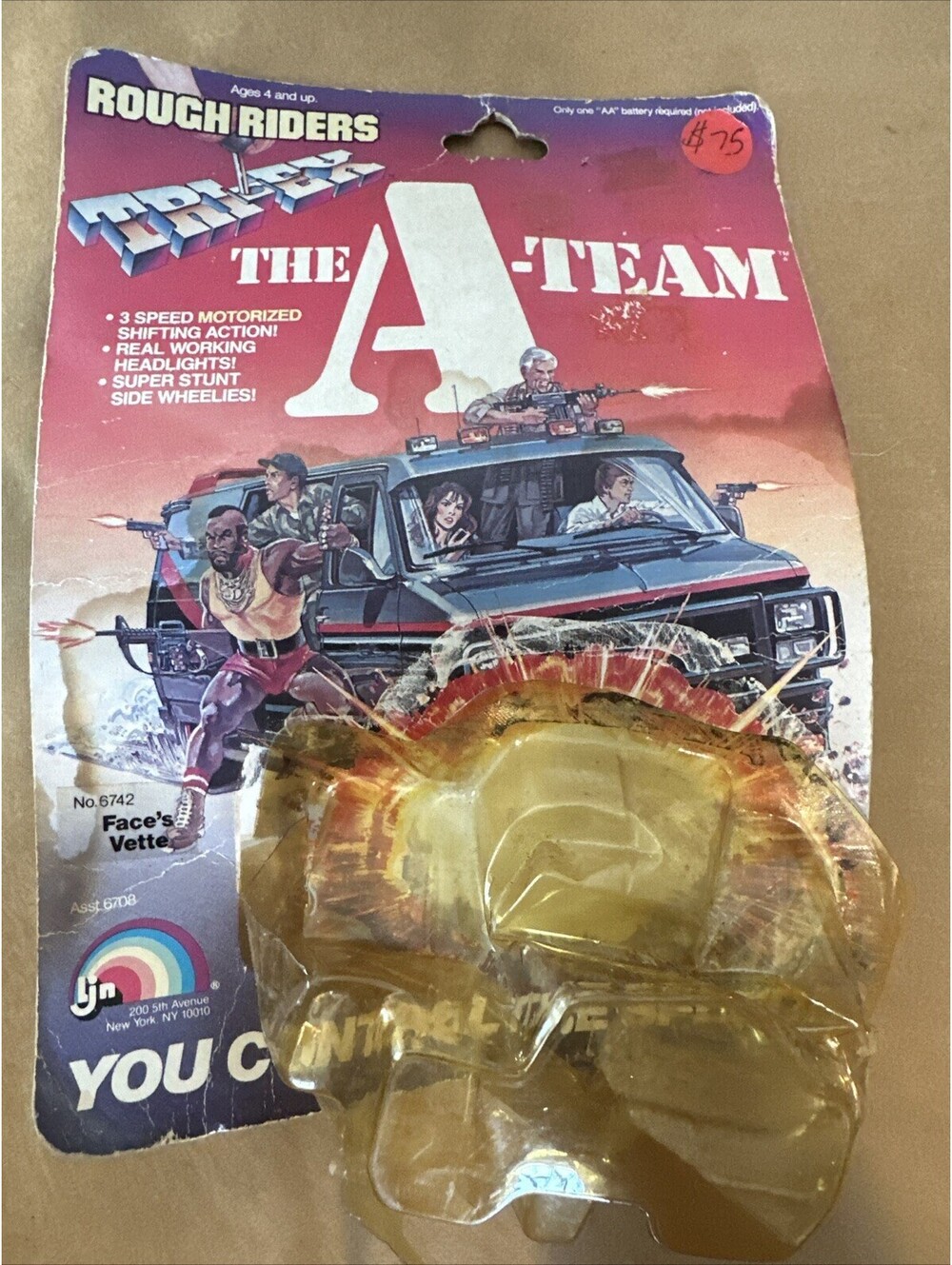 1980's LJN Rough Riders Tri-Ex A-Team Face's Corvette Cardback Only No Vehicle